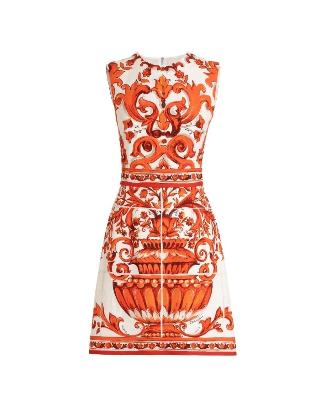 Dolce & Gabbana Red Majolica-Print Short Dress