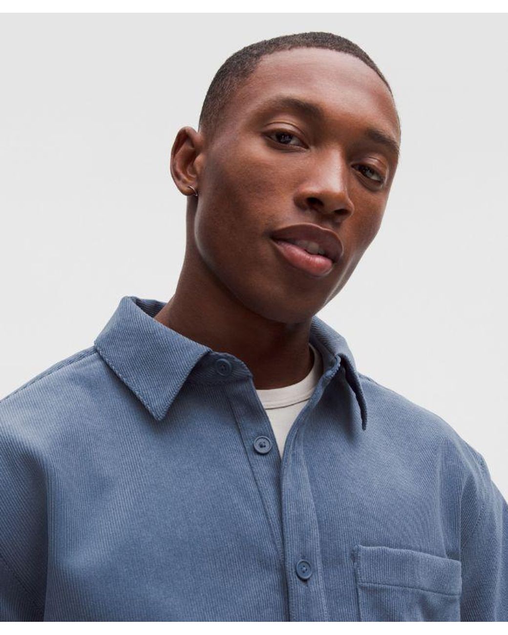 lululemon athletica Blue – Corduroy Relaxed-Fit Long-Sleeve Button-Up Shirt – – Size Small for men