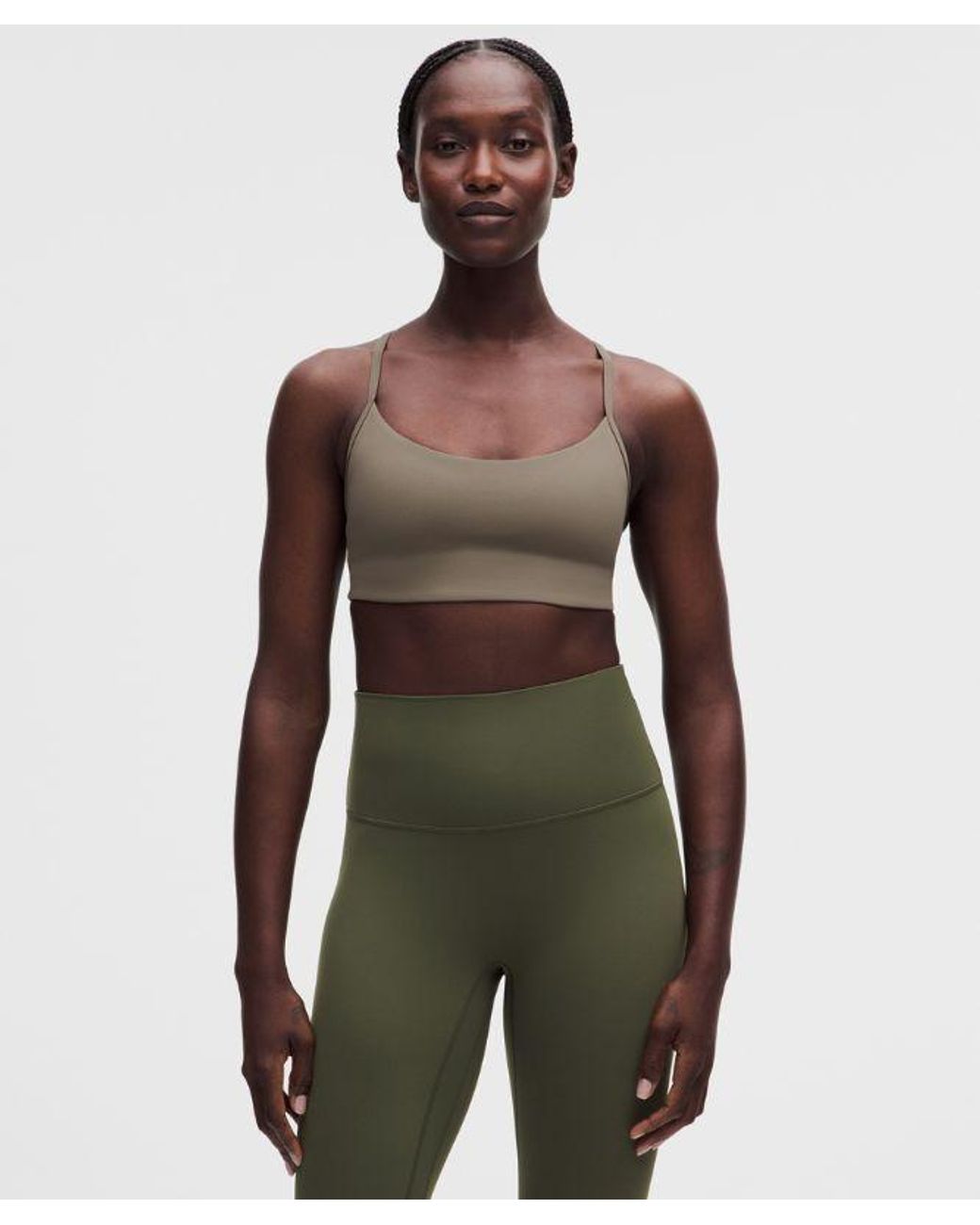 lululemon athletica Green – Flow Y Sports Bra Light Support, A/B Cup Design – – Size Large