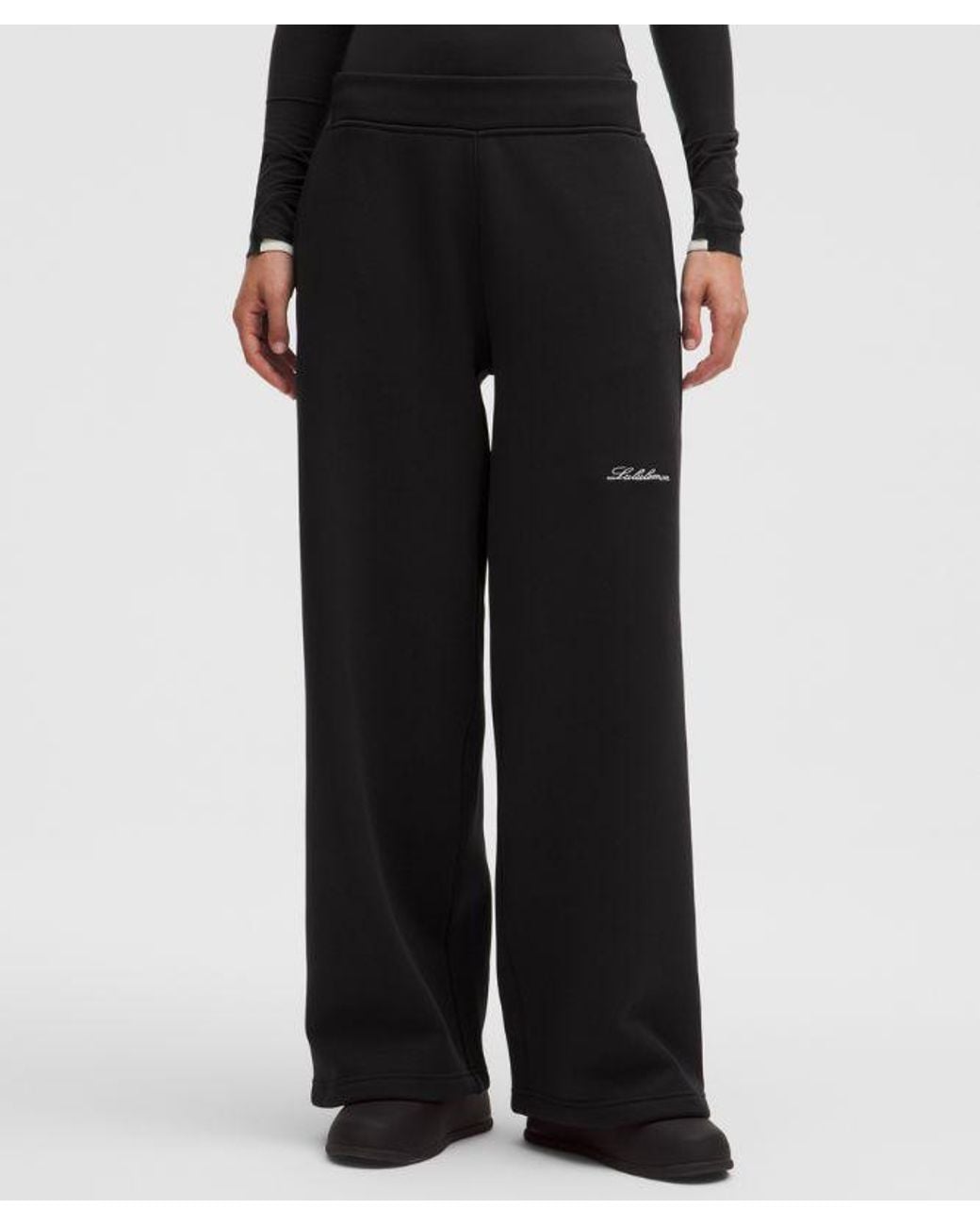 lululemon athletica Black – Big Cozy Ultra-Oversized Wide-Leg Pants Regular Wordmark – – Size Small