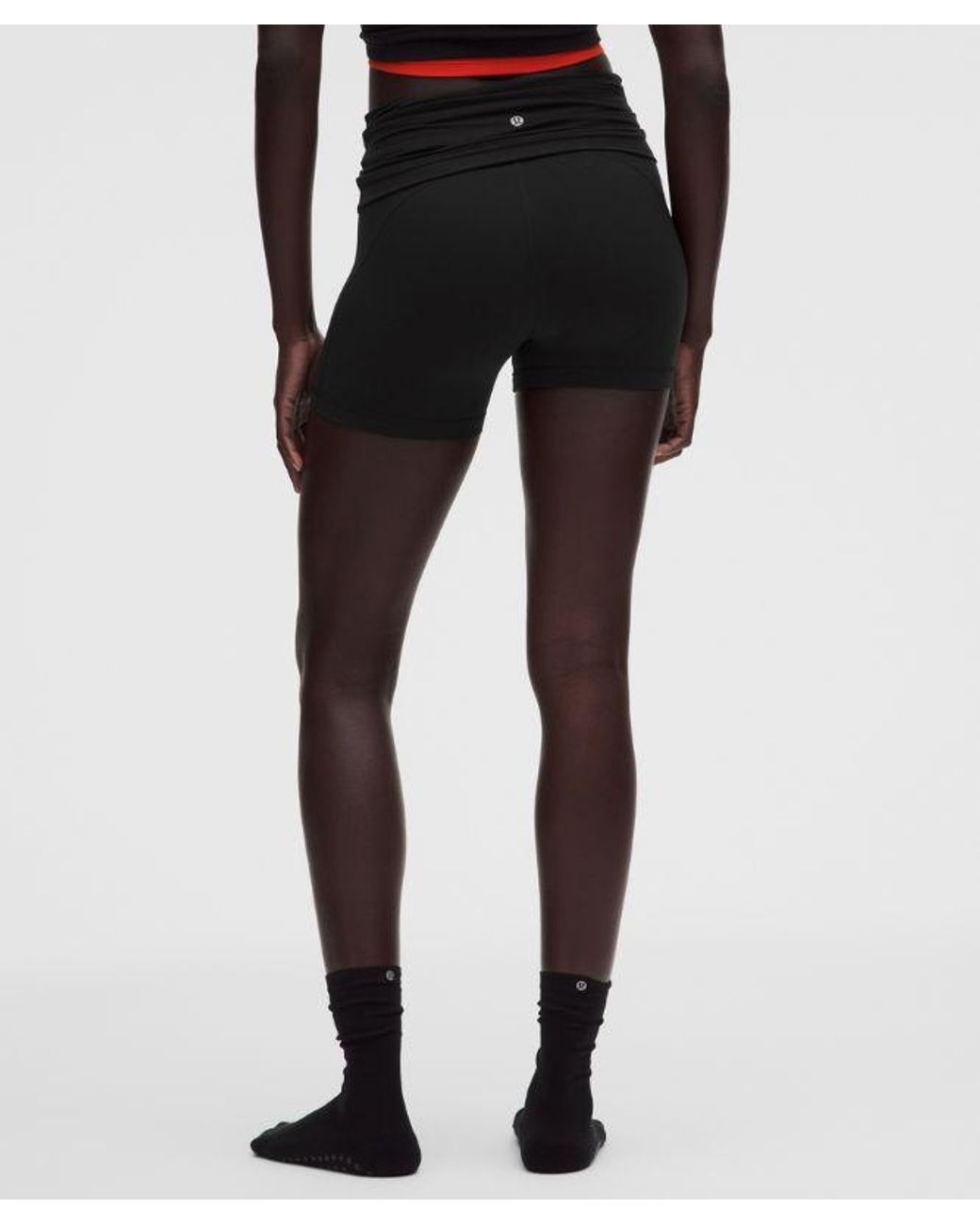 lululemon athletica Black Groove Foldover Mid-Rise Short 4"