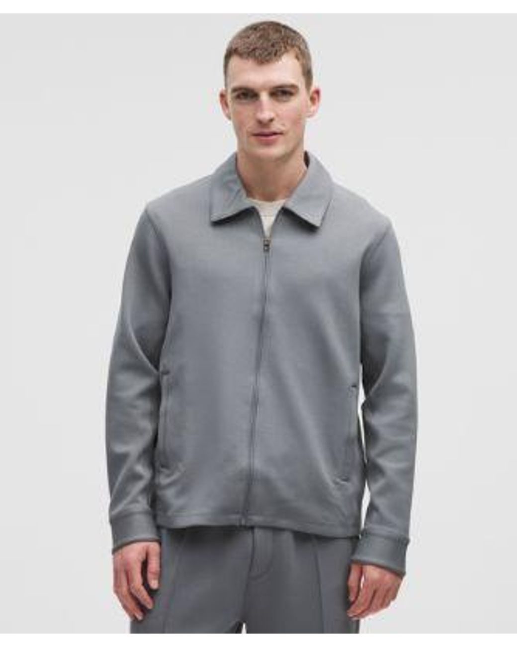 lululemon athletica Gray – Smooth Spacer Collared Full Zip Hoodie – – Size Large for men