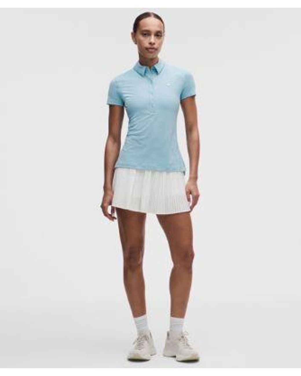 lululemon athletica Blue – Quick-Dry Short-Sleeve Polo Shirt Straight Hem Logo – – Size 18