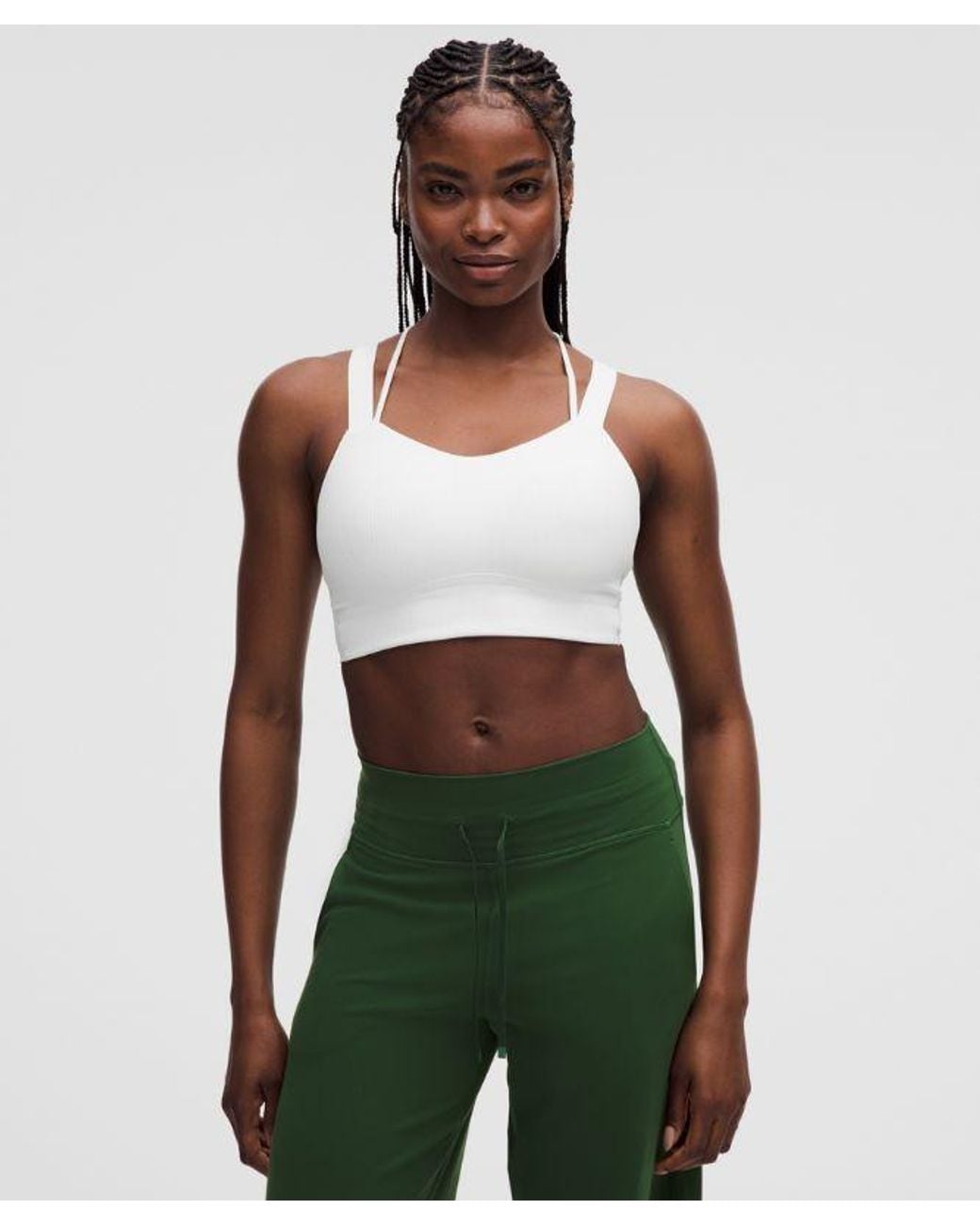 lululemon athletica Green – Like A Cloud Ribbed Longline Sports Bra Light Support, D/Dd Cup – – Size 14