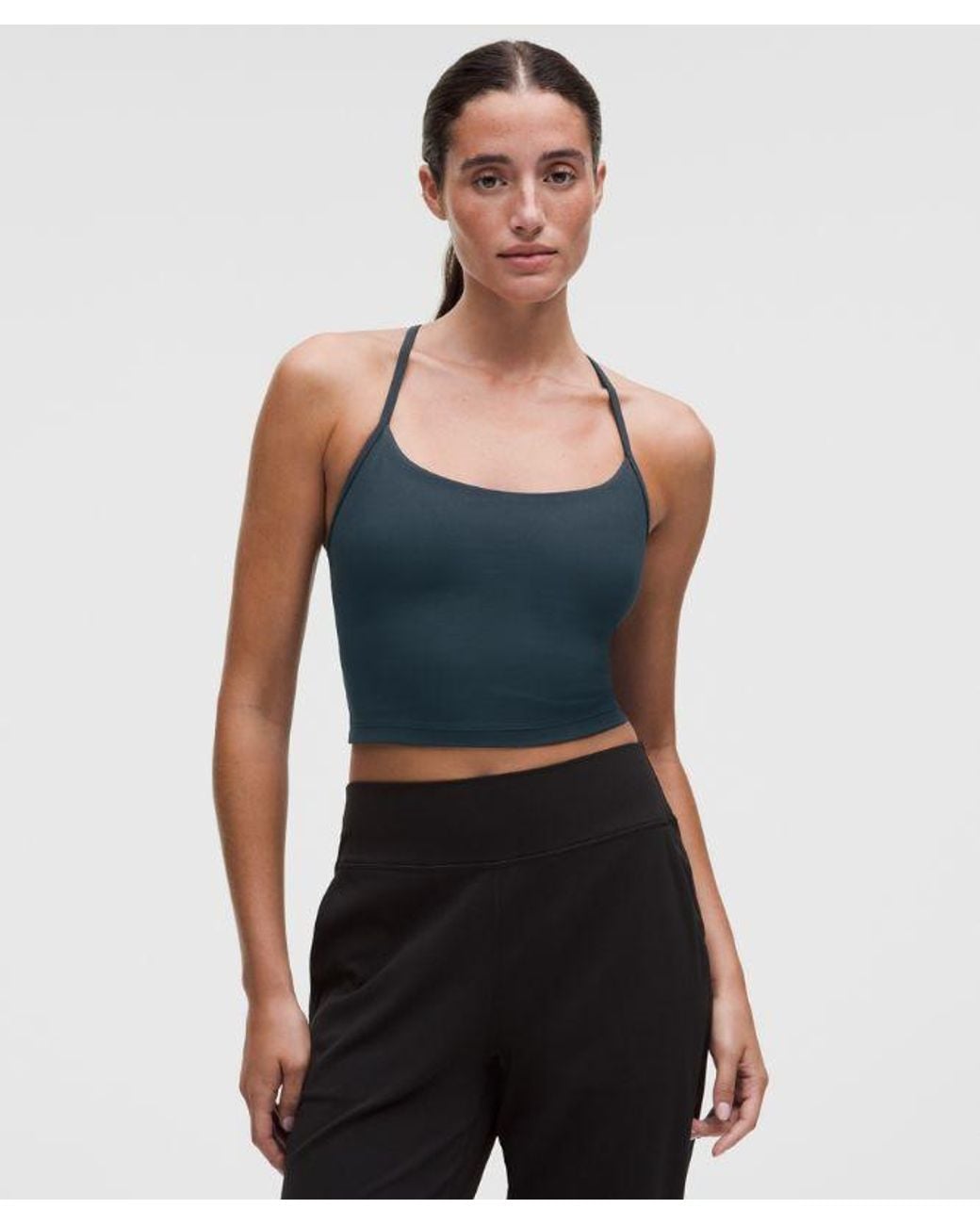 lululemon athletica Black – Flow Y Cropped Tank Top Light Support, B/C Cup – – Size Large