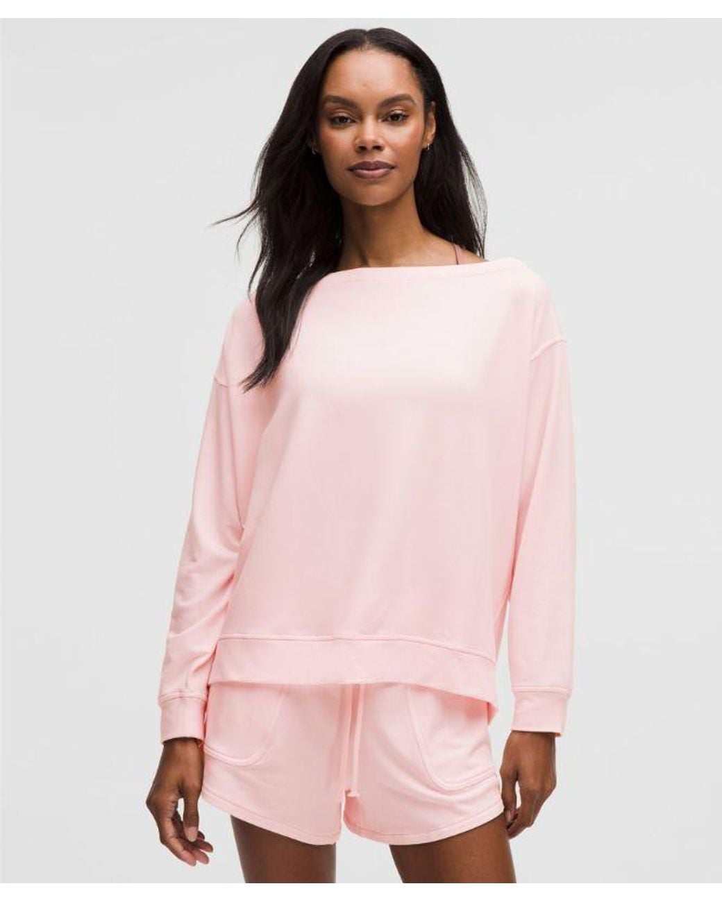 lululemon athletica Pink – Becalm Oversized Boatneck Long-Sleeve Shirt – – Size Medium