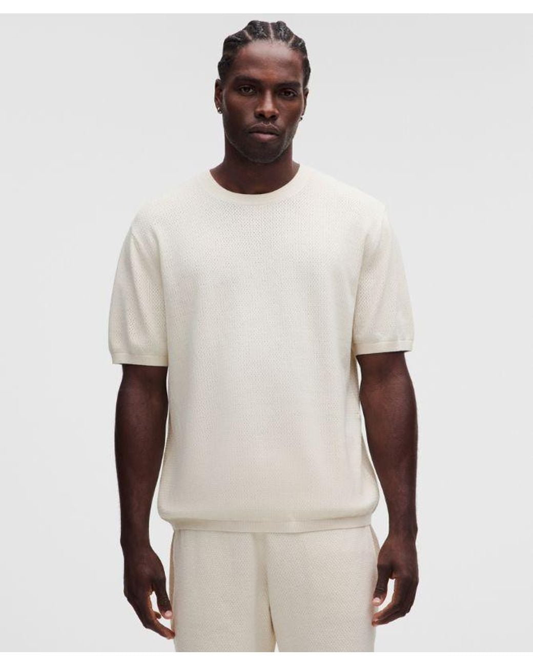 lululemon athletica Natural – Knit T-Shirt – Cotton-Blend – – Size Large for men