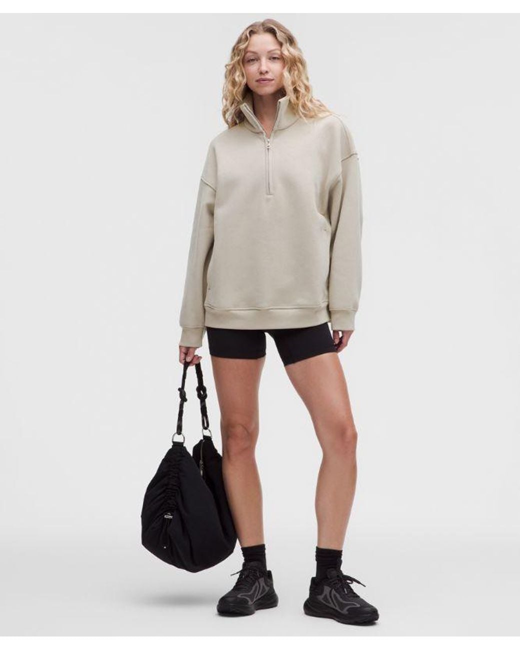 lululemon athletica Natural – Steady State Superloft Oversized Funnel-Neck Half Zip Sweatshirt – – Size Large