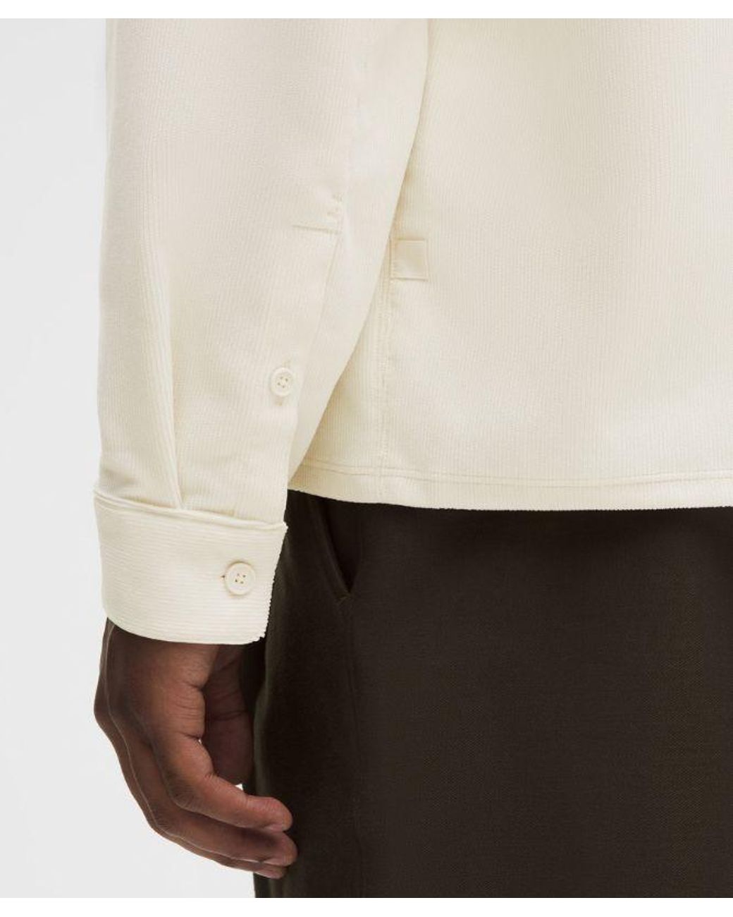 lululemon athletica White – Corduroy Relaxed-Fit Long-Sleeve Button-Up Shirt – – Size Large for men