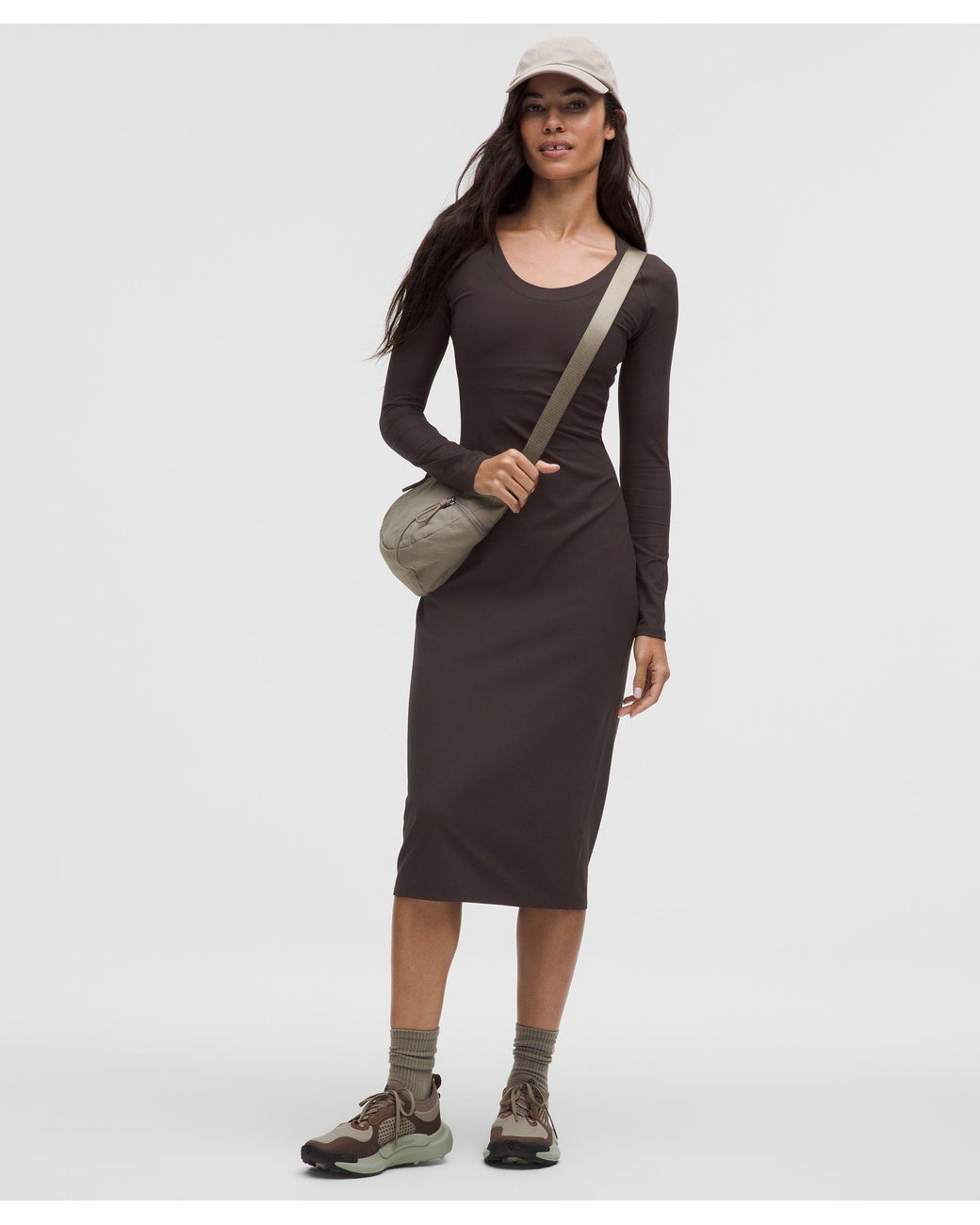 knee length dresses for ladies lululemon All Aligned Ribbed Midi Dress – Your Journey Health Club main image 0
