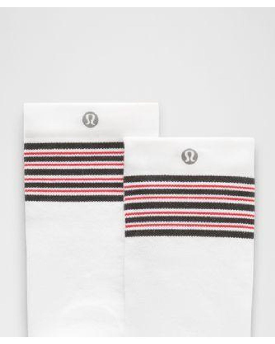 lululemon athletica White – Power Stride Crew Socks Stripe – – Size Large
