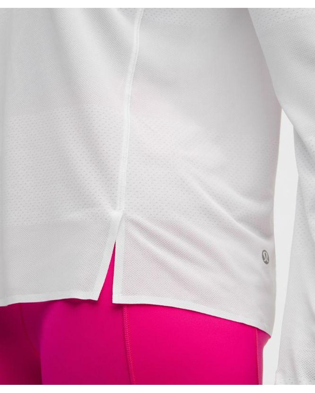 lululemon athletica White – Fast And Free Long-Sleeve Shirt Perforated Stripe – – Size Large