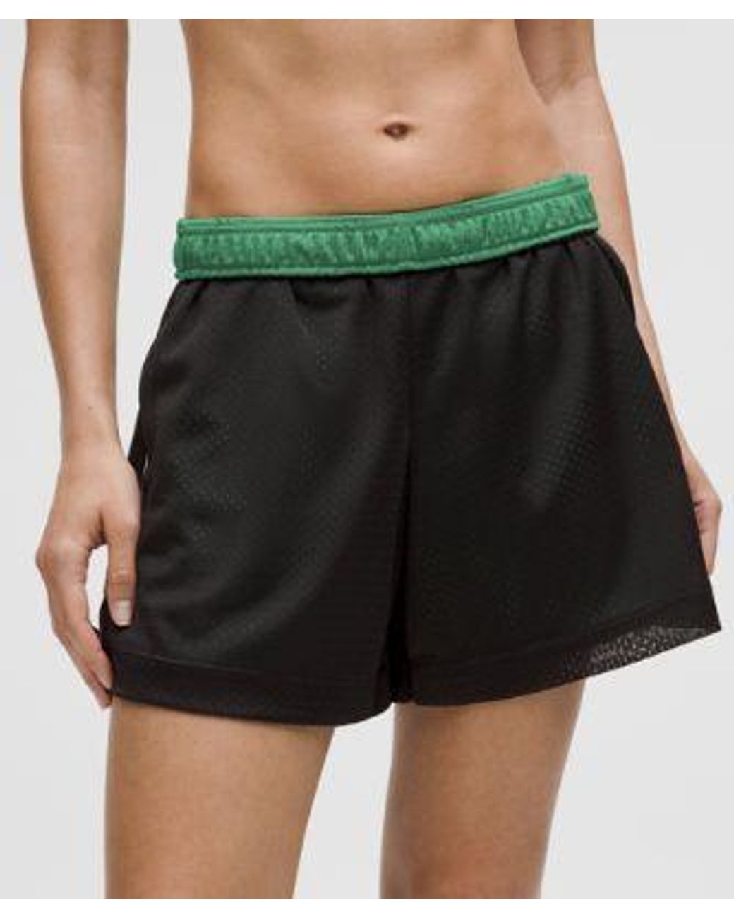 lululemon athletica Black Double-Layered Mesh Mid-Rise Short 5"