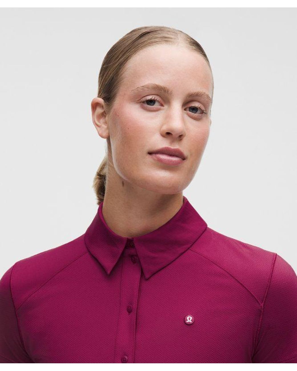 lululemon athletica Red Quick-Dry Short-Sleeve Polo Shirt Straight Hem