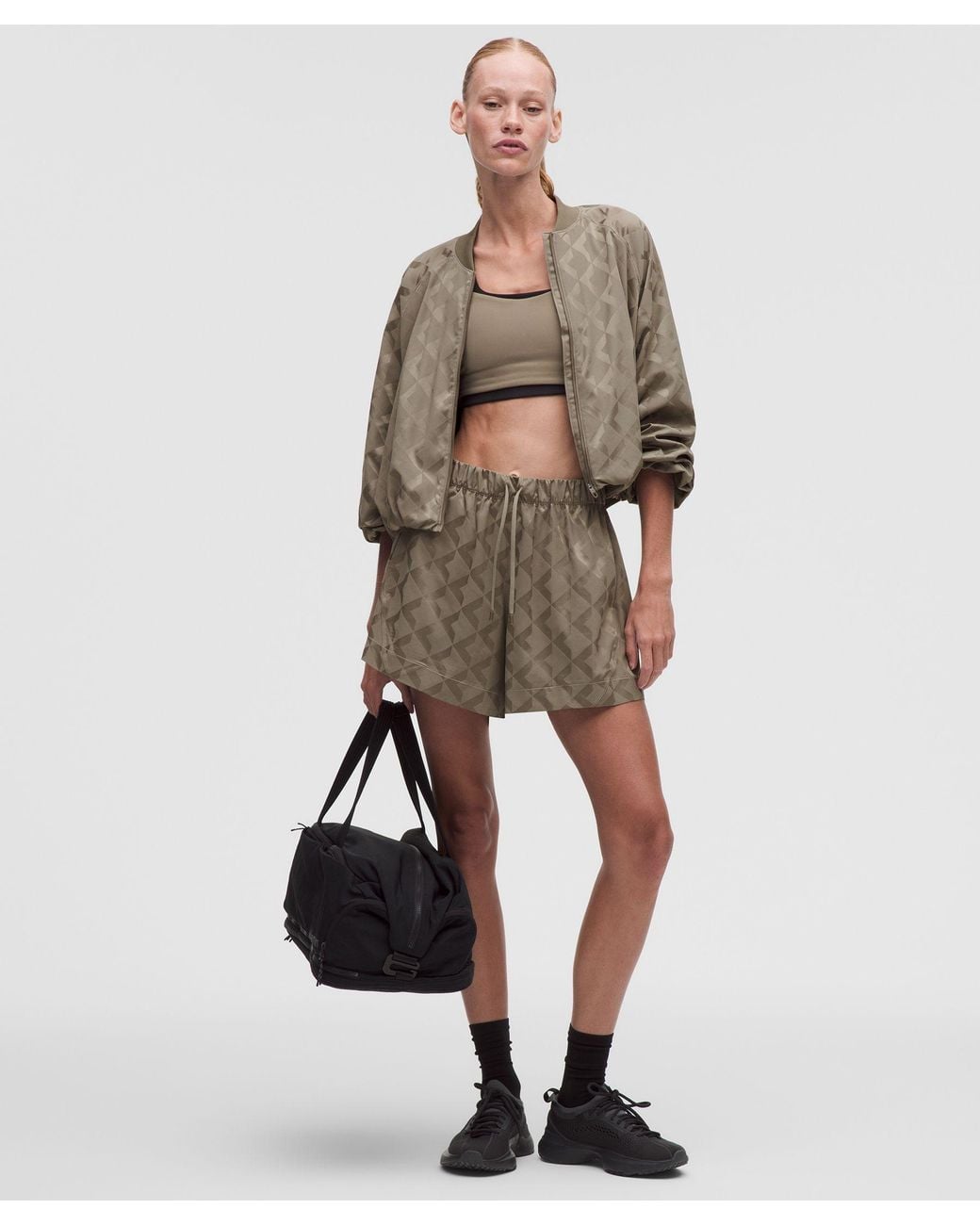 lululemon Monogram Satin Track Jacket in Brown | Lyst