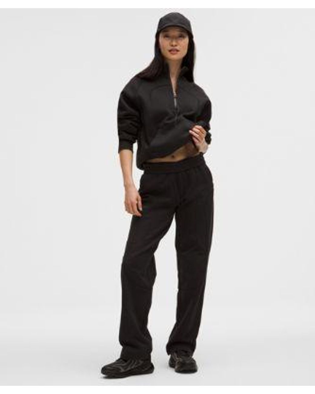 lululemon athletica Black – Cotton Fleece Relaxed-Fit Half Zip Sweatshirt Slnsh Collection – – Size Large