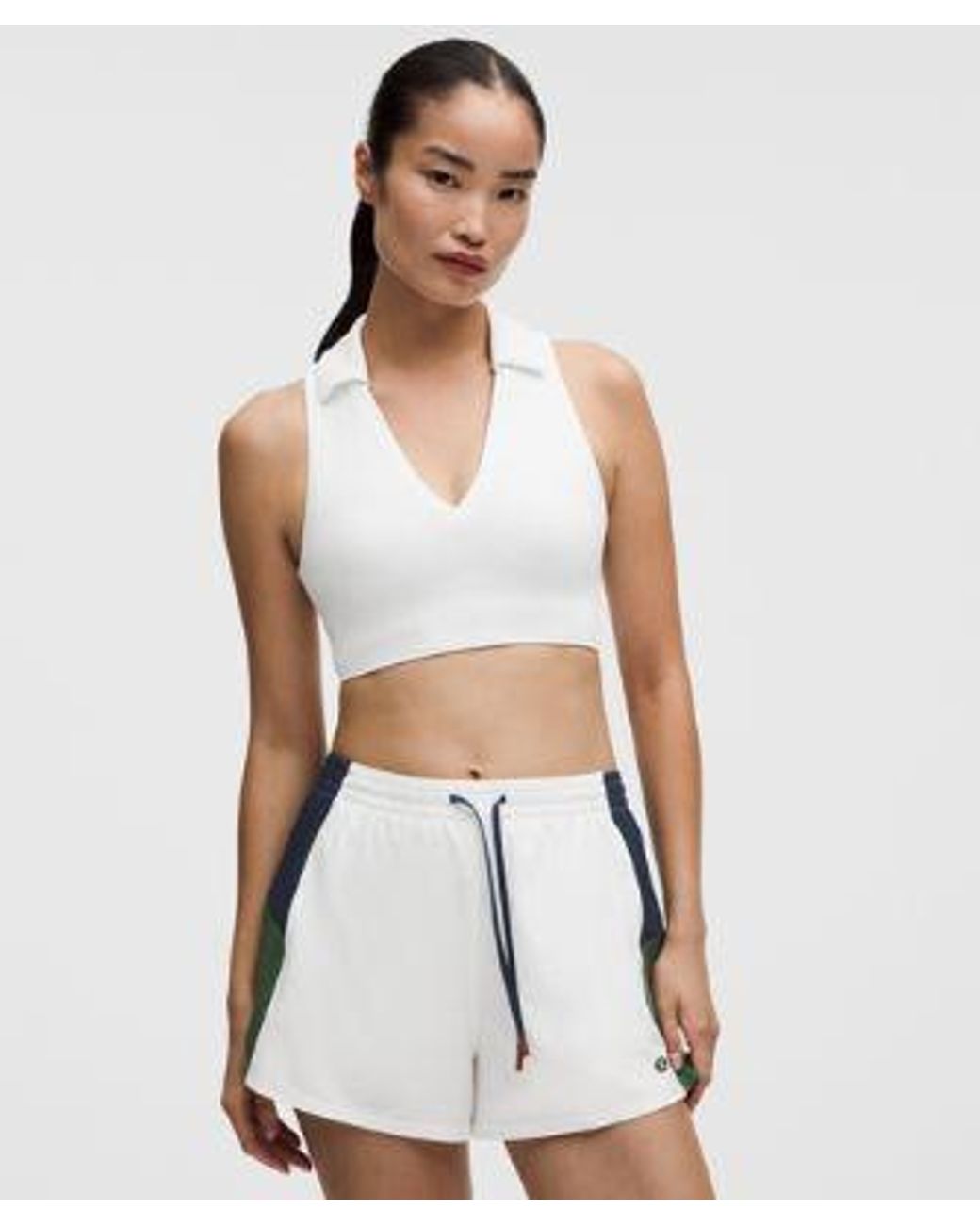 lululemon athletica White – Collared Longline Ribbed Tennis Sports Bra Medium Support, B/C Cup – – Size 16