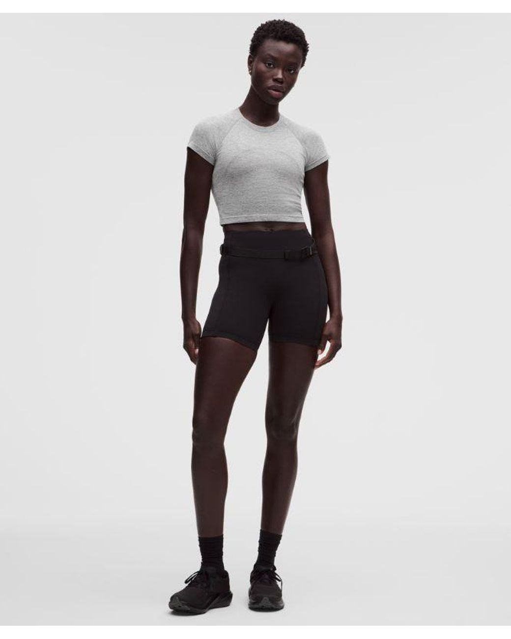 lululemon athletica Gray Swiftly Tech Cropped Short-Sleeve Shirt 2