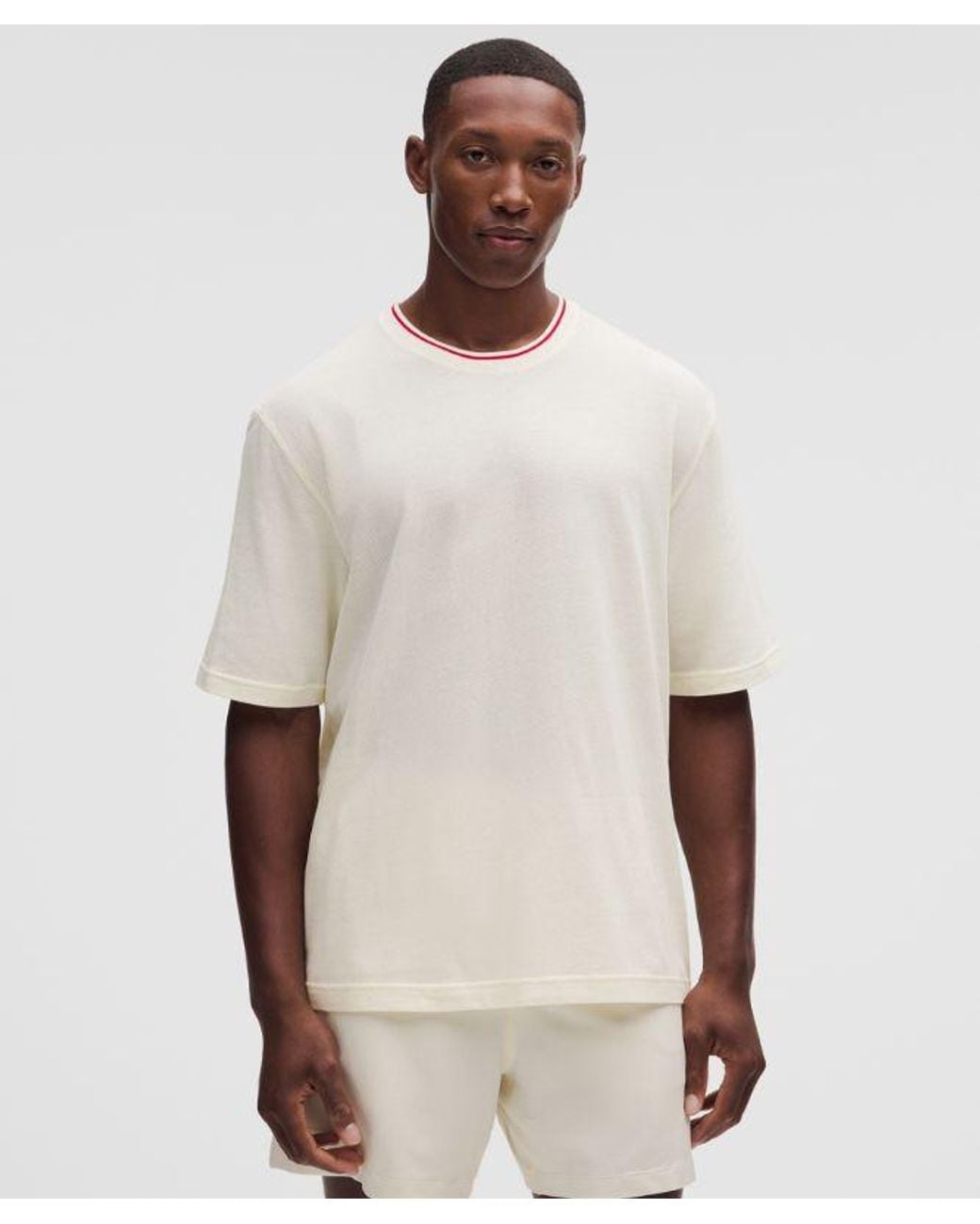 lululemon athletica White – -Knit Jersey Short-Sleeve Shirt – – Size Large for men