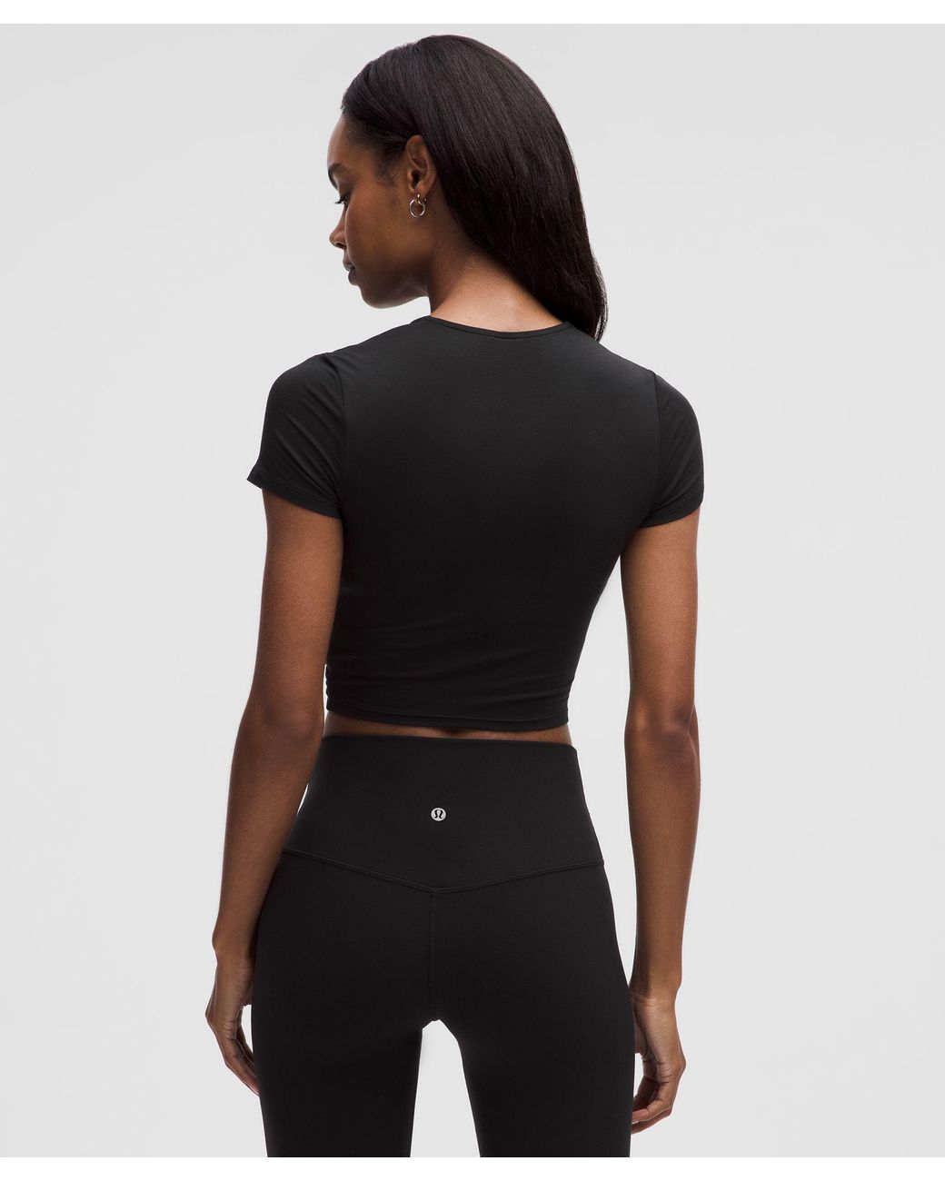 lululemon Modal-Silk Twist-Front Cropped T-Shirt in Black | Lyst