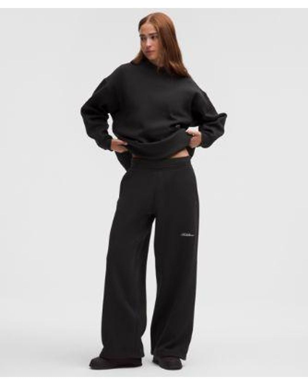 lululemon athletica Black – Big Cozy Ultra-Oversized Wide-Leg Pants Regular Wordmark – – Size Small
