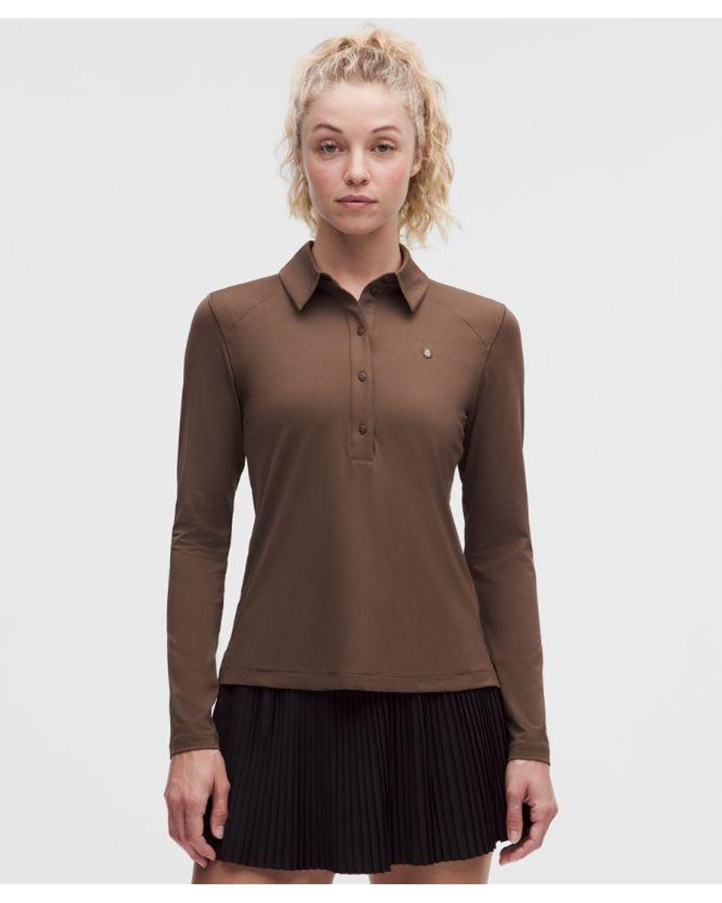 lululemon athletica Brown Quick-Dry Long-Sleeve Polo Shirt