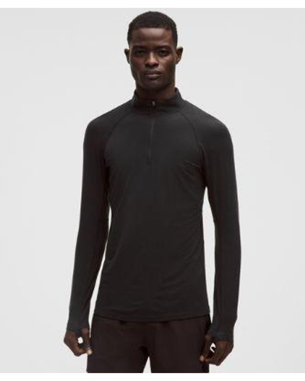 lululemon athletica Black – Merino Half-Zip Base Layer – Wool-Blend – – for men