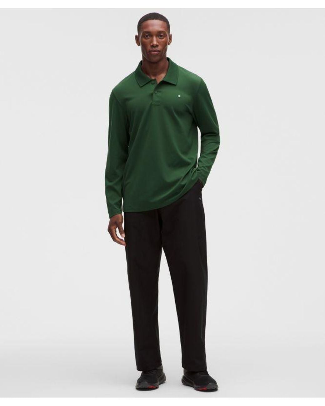 lululemon athletica Green – Showzero Classic-Fit Long-Sleeve Polo Shirt Mesh Panel – – Size Large for men