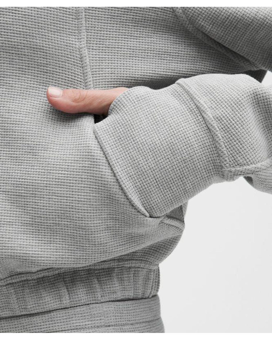 lululemon athletica Gray – Scuba Cropped Funnel-Neck Half Zip Sweatshirt Waffle – – Size Large