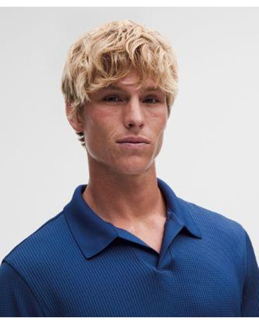 lululemon athletica Blue Textured Seamless Polo Shirt for men