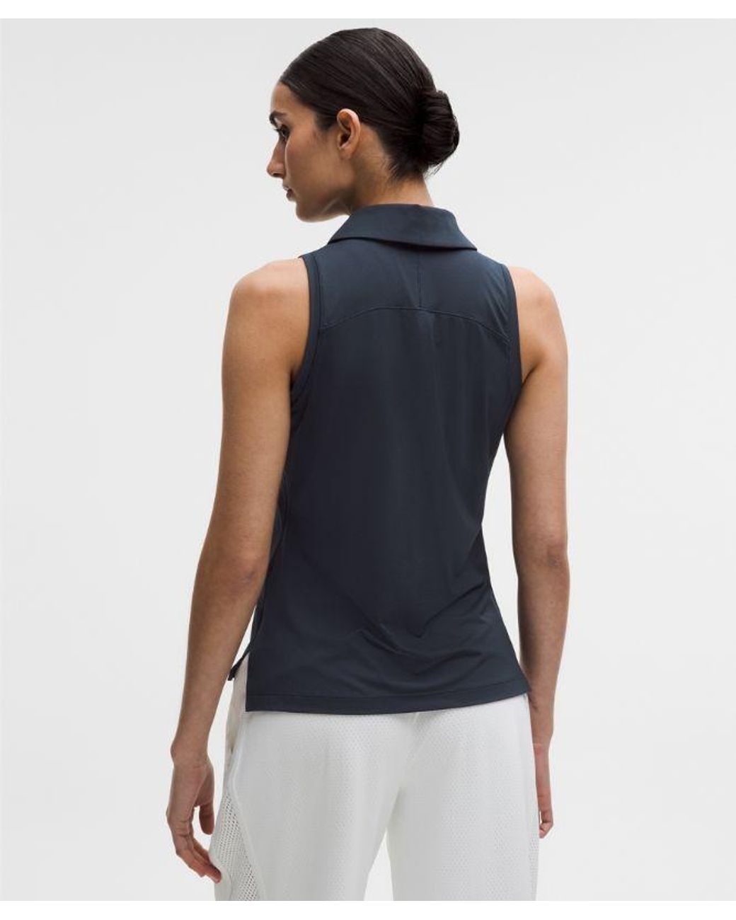 lululemon athletica Blue Quick-Dry Sleeveless Polo Shirt Straight Hem