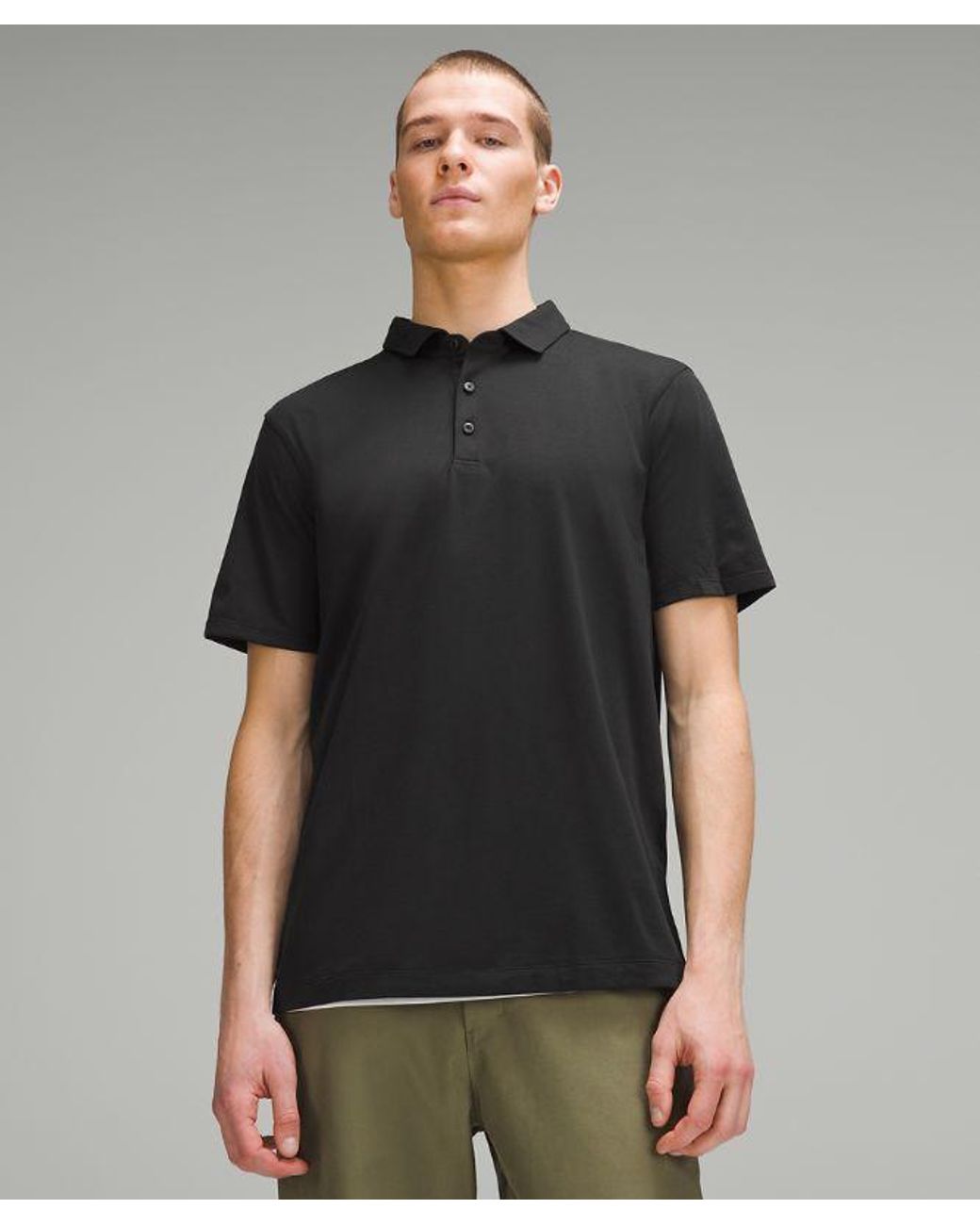 lululemon athletica Black – Evolution Short-Sleeve Polo Shirt – – Size Large for men