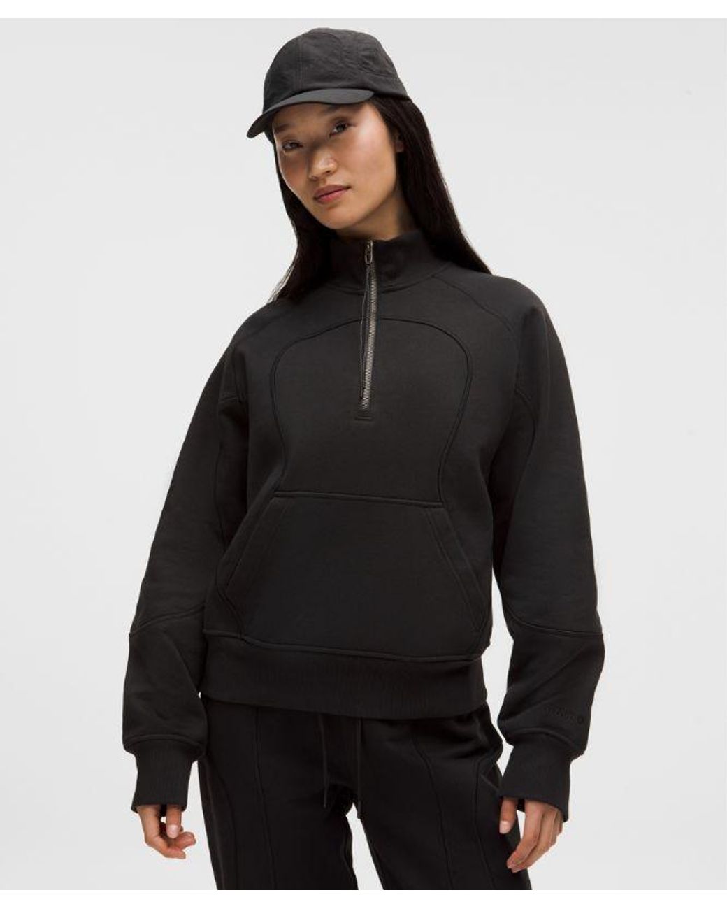 lululemon athletica Black – Cotton Fleece Relaxed-Fit Half Zip Sweatshirt Slnsh Collection – – Size Large