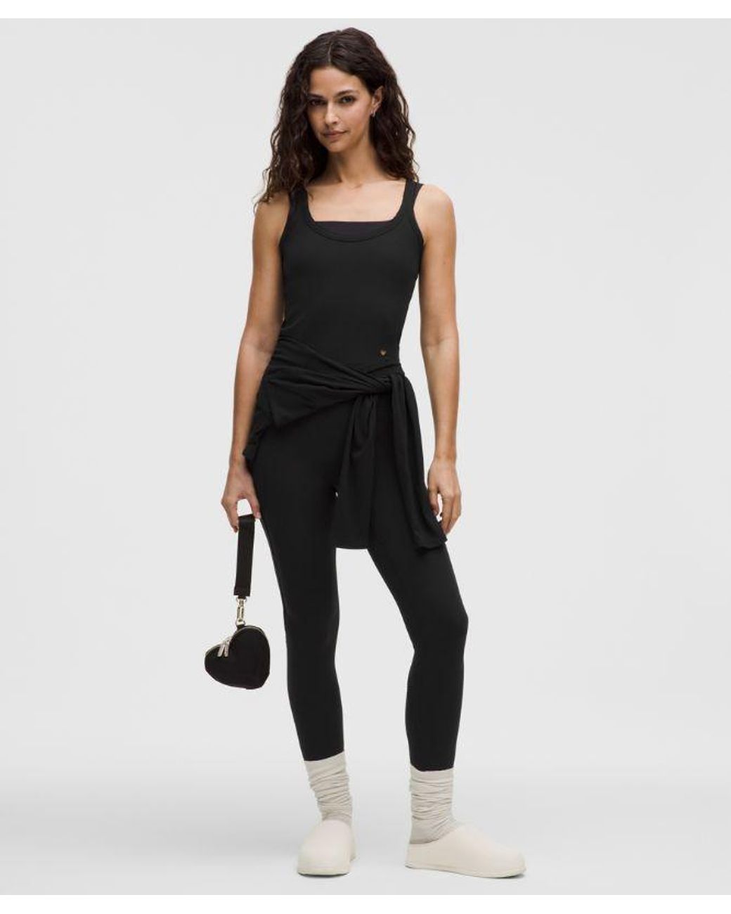 lululemon athletica Black – Nulu Ribbed Cropped Tank Top Heart – – Size Medium