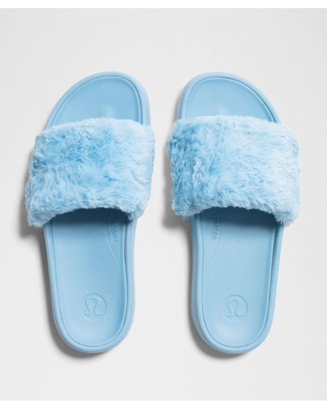 lululemon athletica Blue – Restfeel Faux Fur Slides – – Size 14