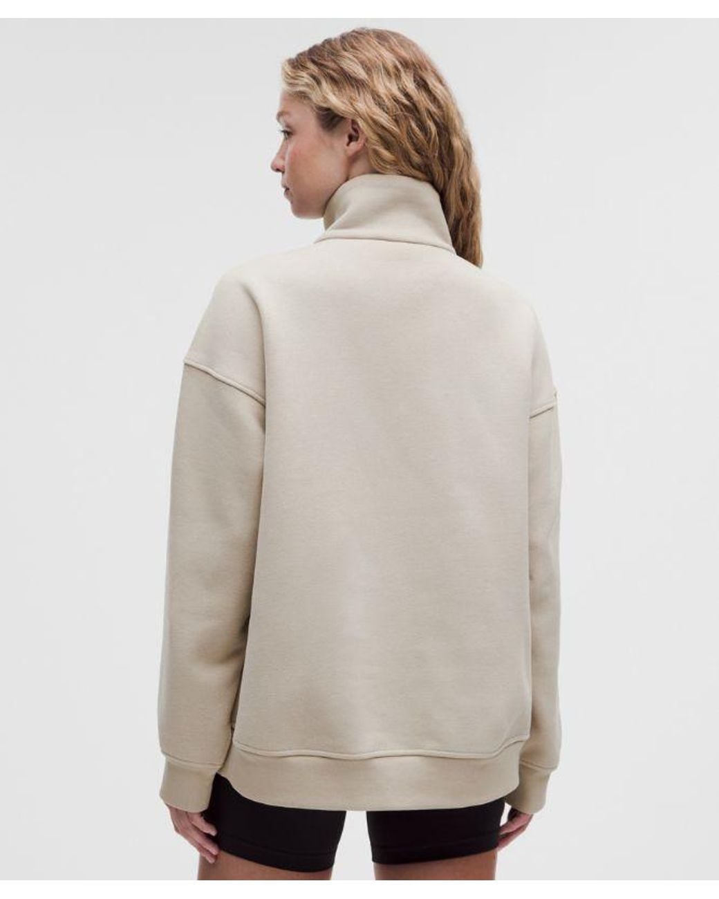 lululemon athletica Natural – Steady State Superloft Oversized Funnel-Neck Half Zip Sweatshirt – – Size Large