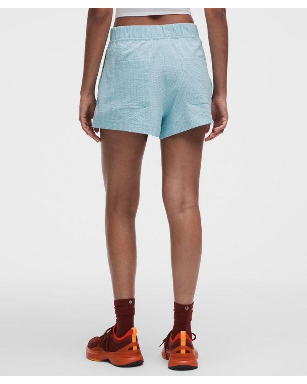 lululemon athletica Blue – Seersucker High-Rise Pleated Shorts – 3.5" – /Pastel – Size Large