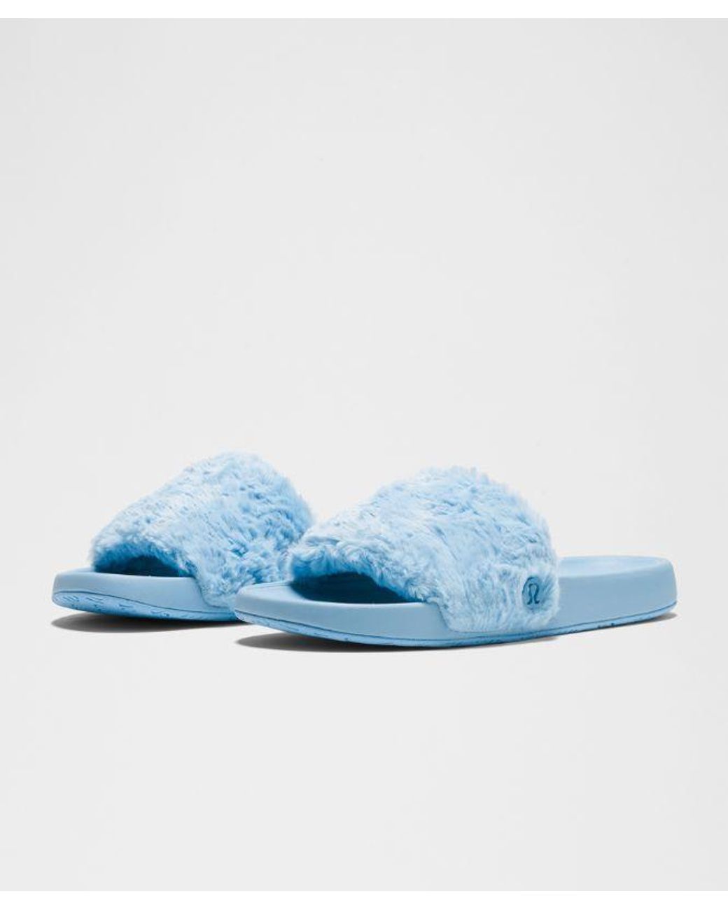 lululemon athletica Blue – Restfeel Faux Fur Slides – – Size 14
