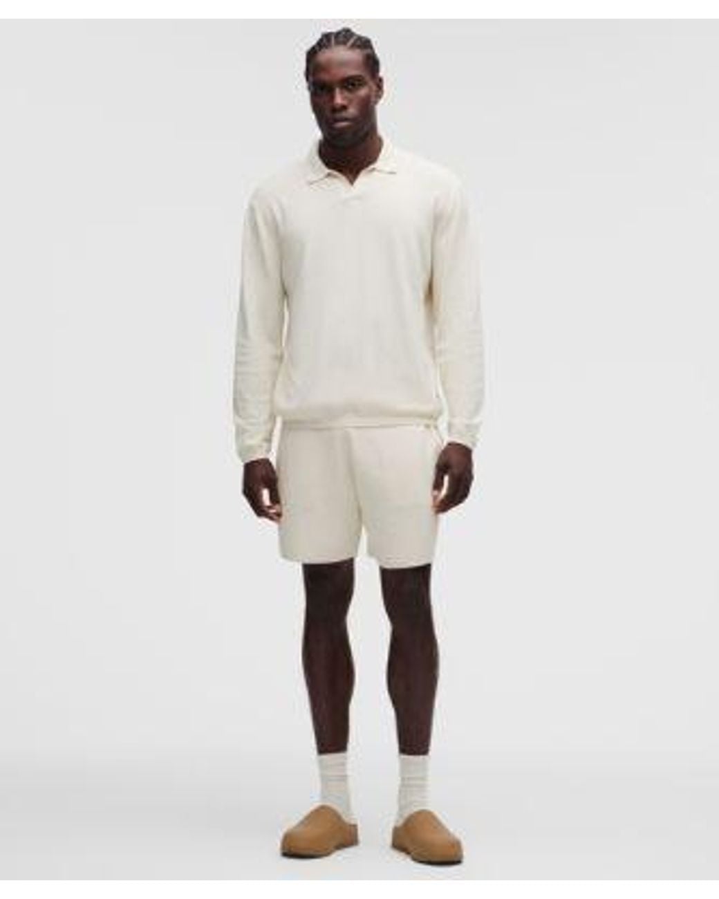 lululemon athletica Natural – Knit Long-Sleeve Polo Shirt – Cotton-Blend – – Size Large for men