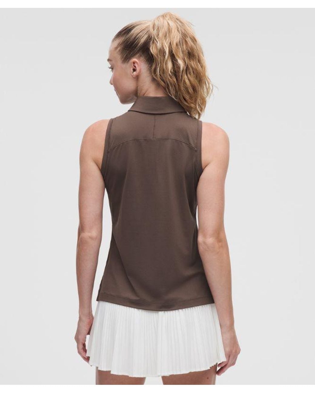 lululemon athletica Brown Quick-Dry Sleeveless Polo Shirt Straight Hem