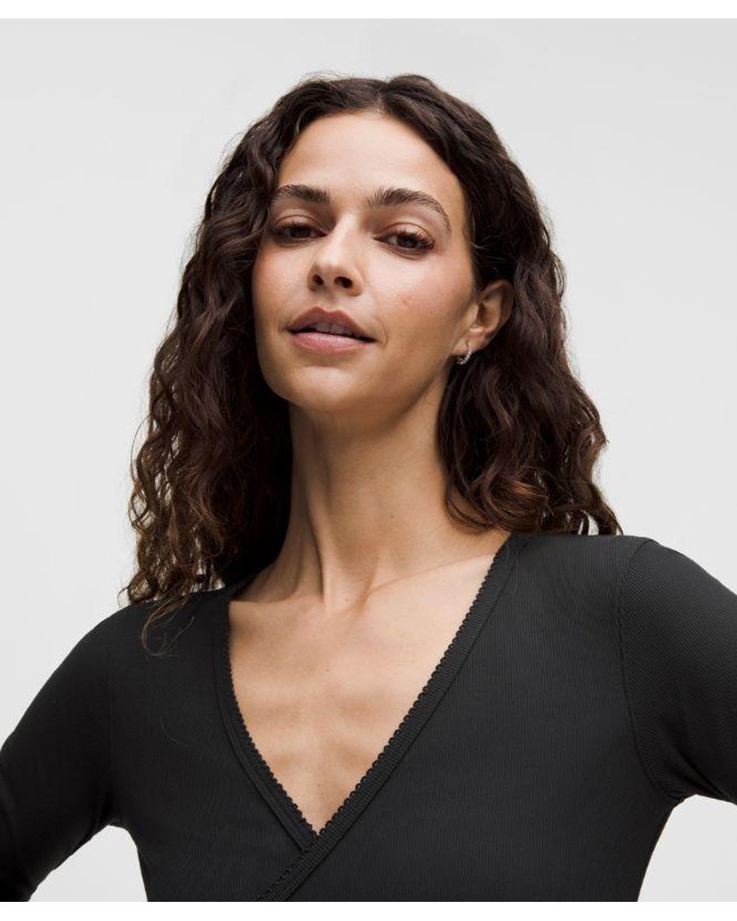 lululemon athletica Black – Nulu Ribbed Wrap-Front Long-Sleeve Shirt Heart – – Size Medium