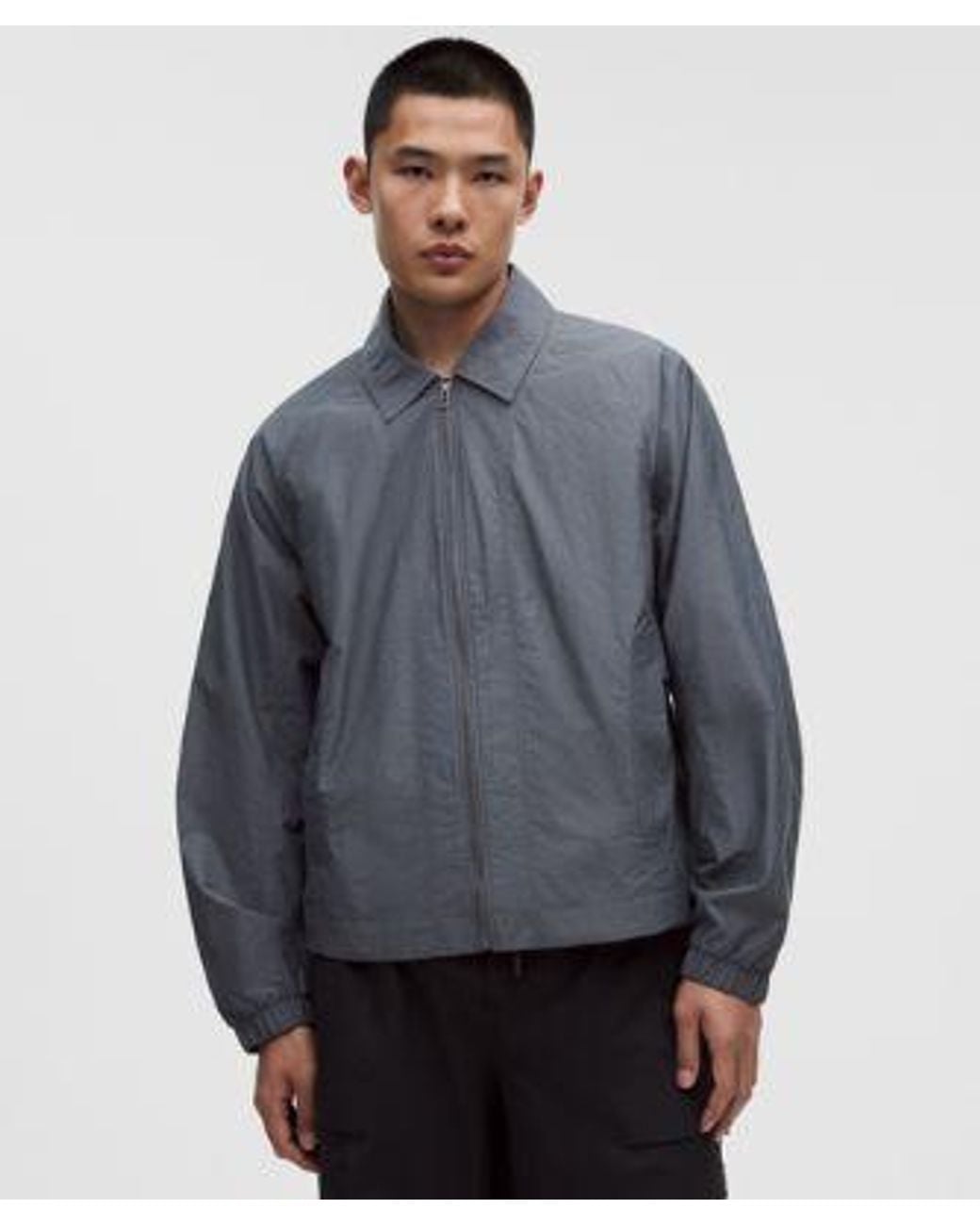 lululemon athletica Gray Cotton-Blend Collared Jacket for men
