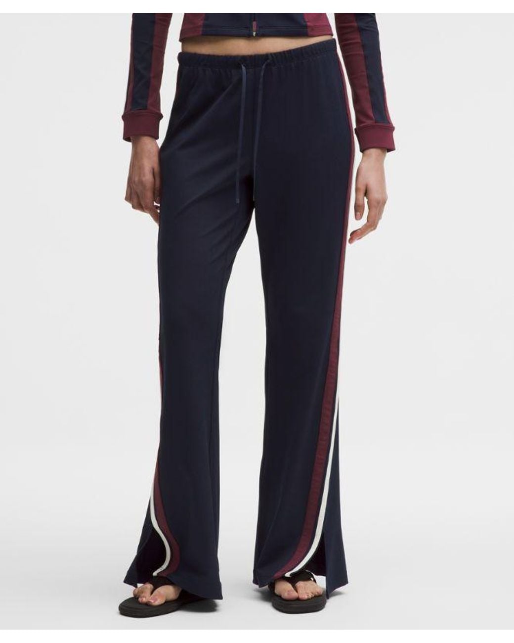 lululemon athletica Blue – Striped Slim-Fit Mid-Rise Track Pants – Color Burgundy/ –