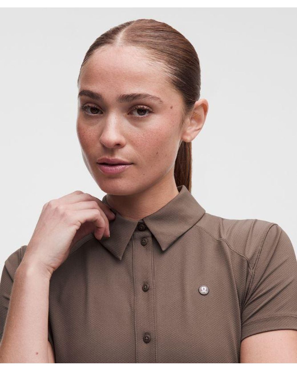 lululemon athletica Brown Quick-Dry Short-Sleeve Polo Shirt Straight Hem