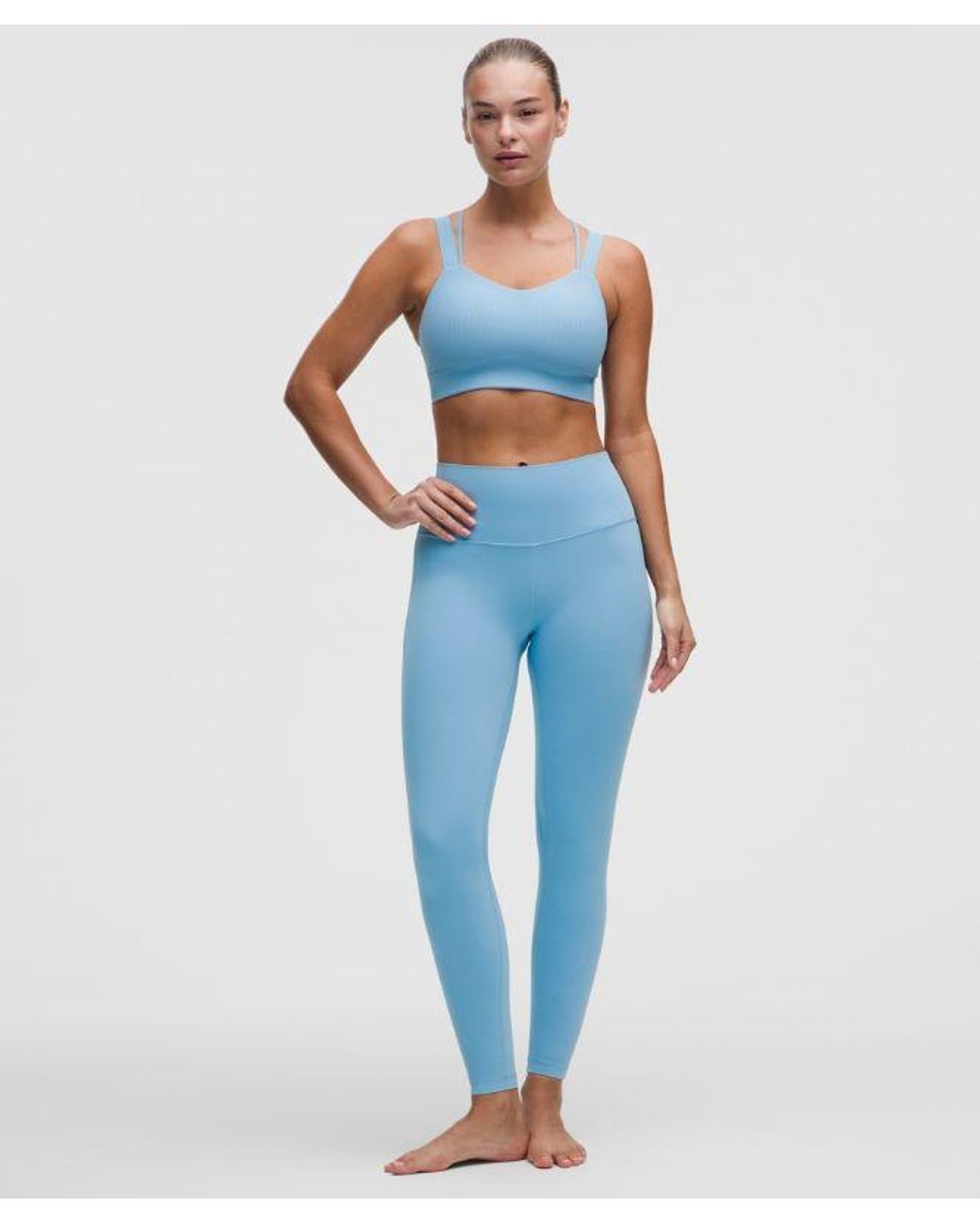 lululemon athletica Blue – Like A Cloud Ribbed Longline Sports Bra Light Support, D/Dd Cup – – Size 14