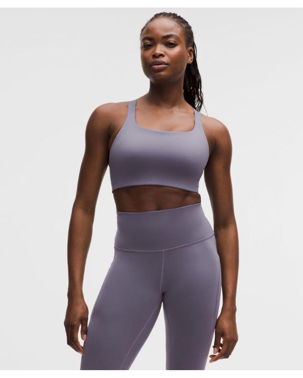 lululemon athletica Purple – Ultralu Square-Neck Workout Sports Bra Medium Support, D/Dd Cup – – Size 10
