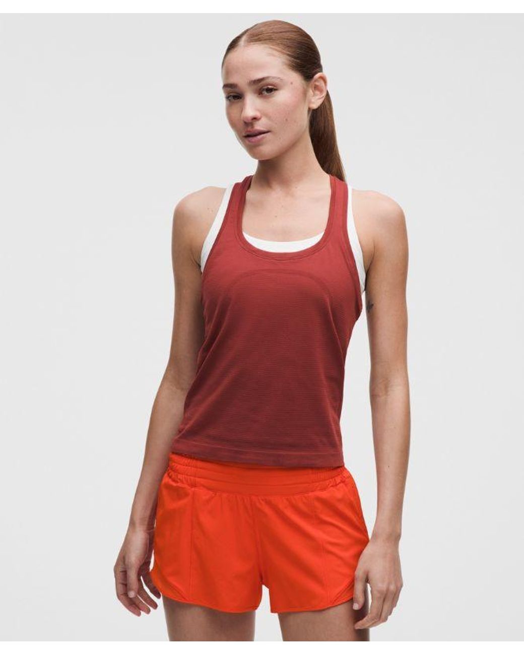 lululemon athletica Red – Swiftly Tech Racerback Tank Top 2.4 Waist Length – /Burgundy – Size 4