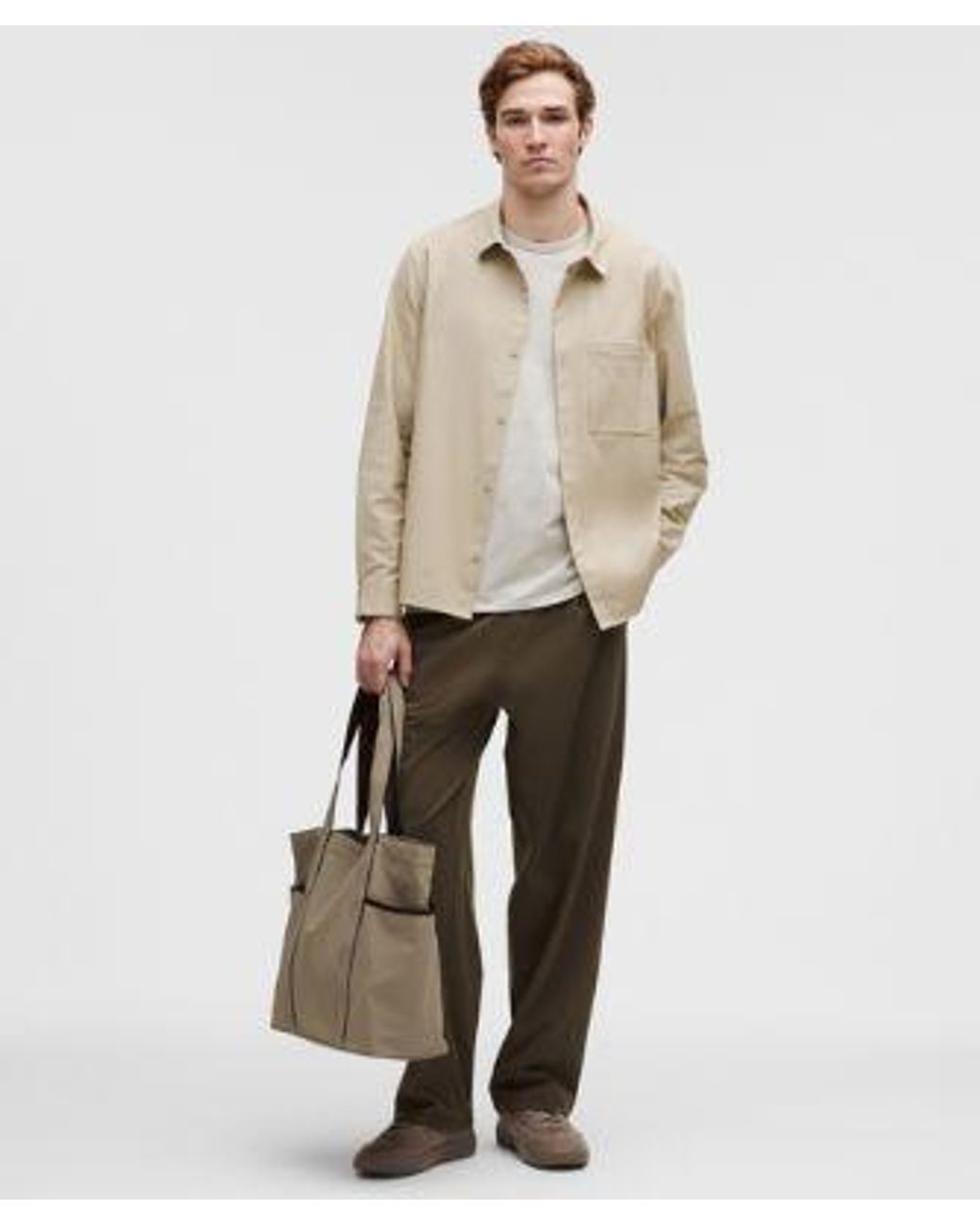 lululemon athletica Natural – Brushed Woven Overshirt – Color Khaki – Size Large for men