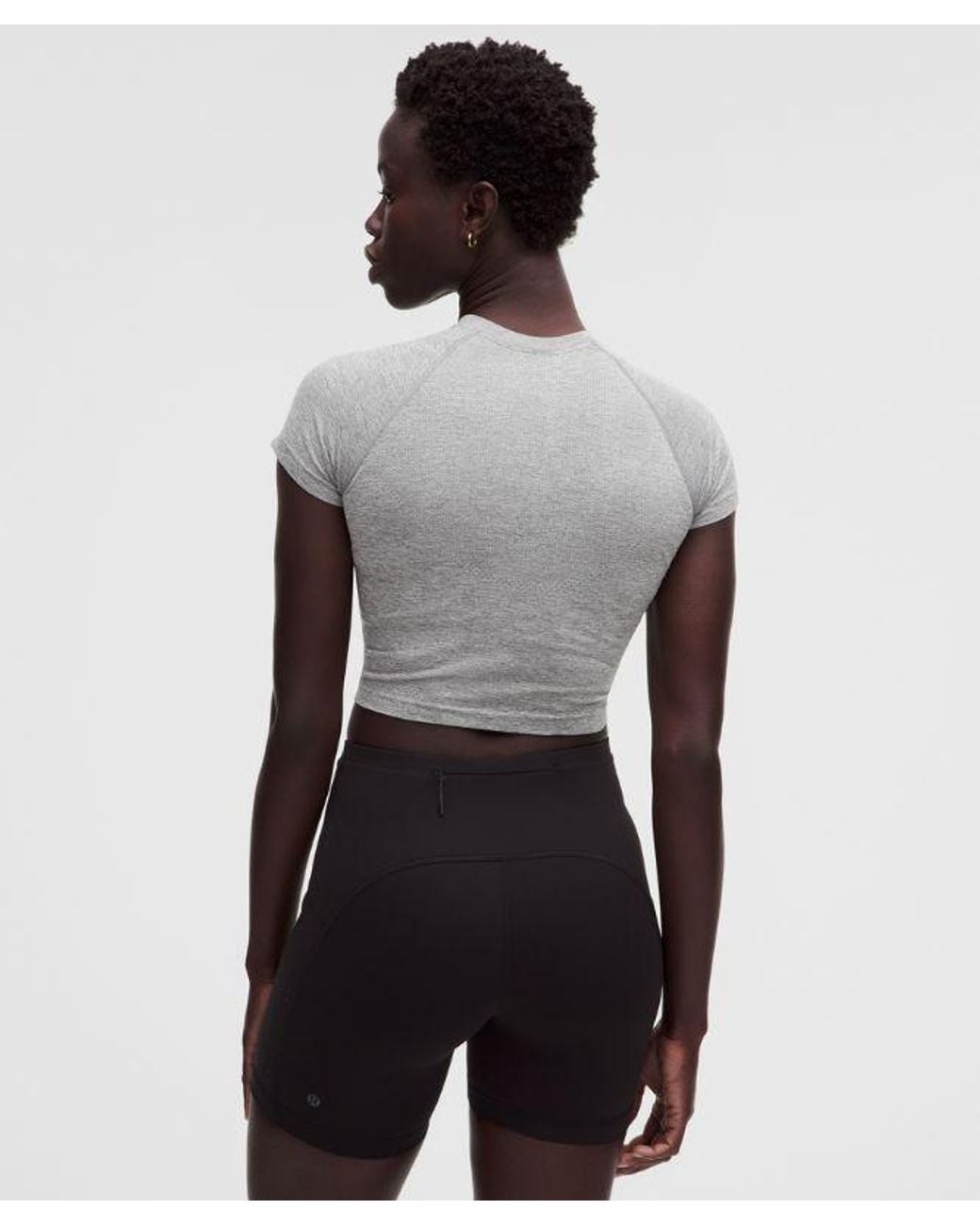 lululemon athletica Gray Swiftly Tech Cropped Short-Sleeve Shirt 2