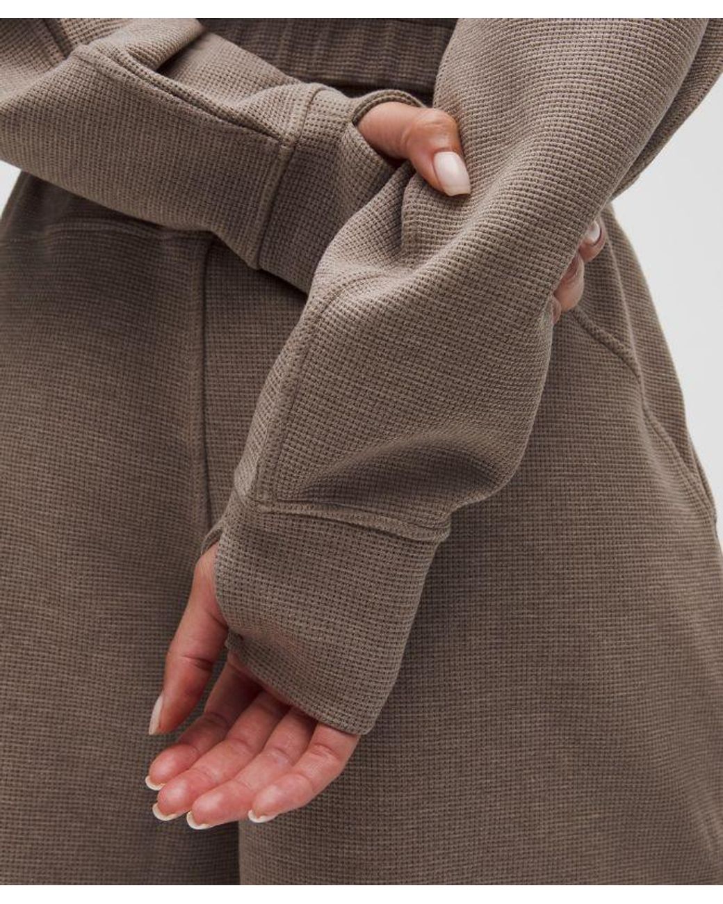 lululemon athletica Brown – Scuba Cropped Funnel-Neck Half Zip Sweatshirt Waffle – –